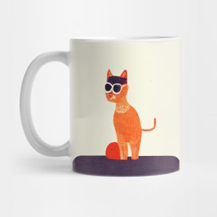 Friedrichshain Cat Retro Poster Vintage Art Cat Wall Orange Ball Illustration Mug